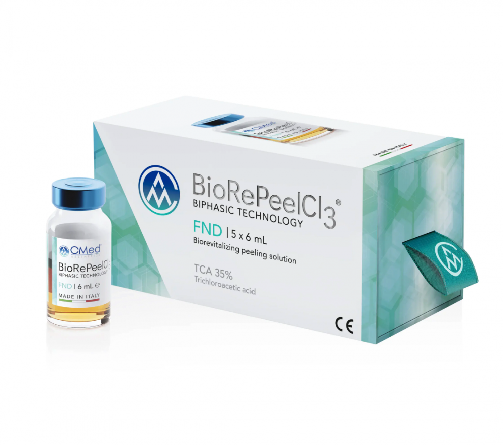 BIOREPEELCL3 FND / 5 pcs x 6 ml. 
Medizinisch-chemisches TCA-Peeling mit 5 Ampullen und patentierter Zweiphasen-Technologie mit bestätigten klinischen Studien. Medizinprodukt.