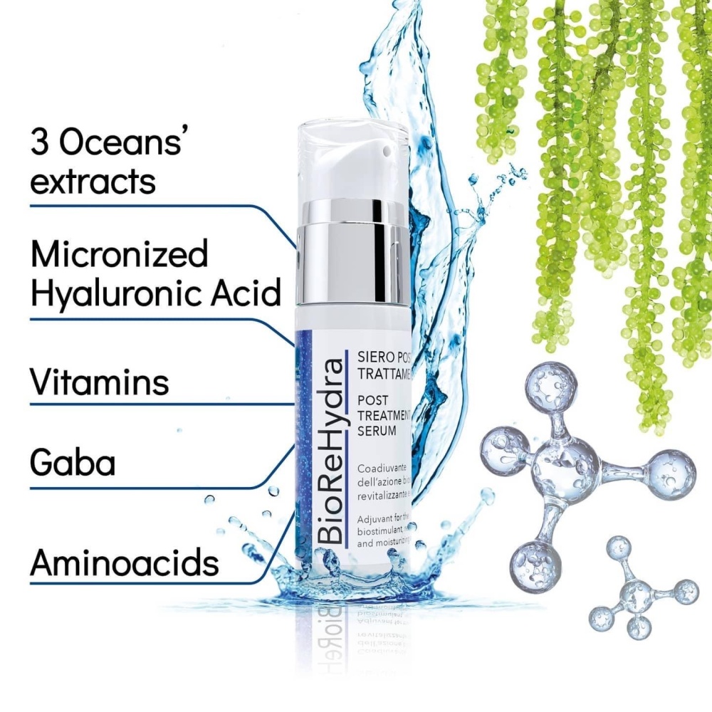 BIOREHYDRA SERUM<br>Hydratačné sérum so silou 3 oceánov<br>Po chemickom peelingu, BiorepeelCl3<br>30 ml.