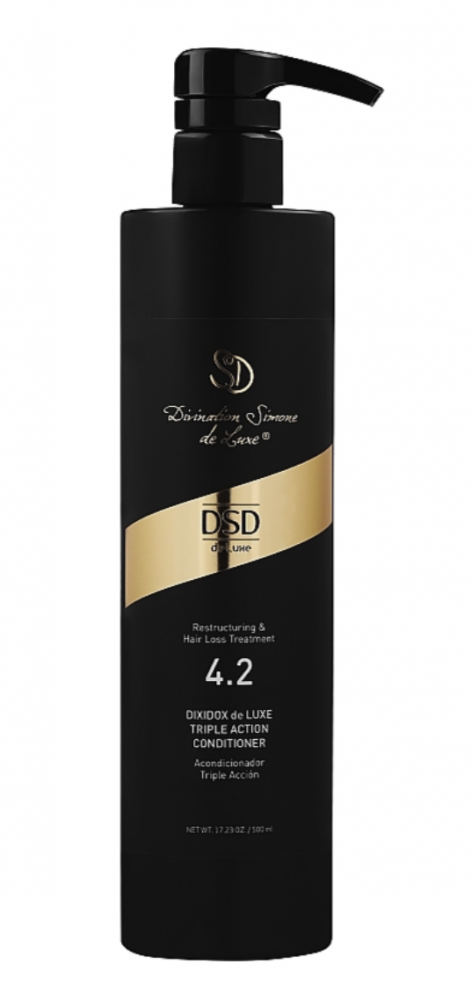 DSD DE LUXE TRIPLE ACTION CONDITIONER 
4,2L Haarspülung mit dreifacher Wirkung. Unterstützung des Haarwachstums, der Haarstruktur und der Kopfhaut.