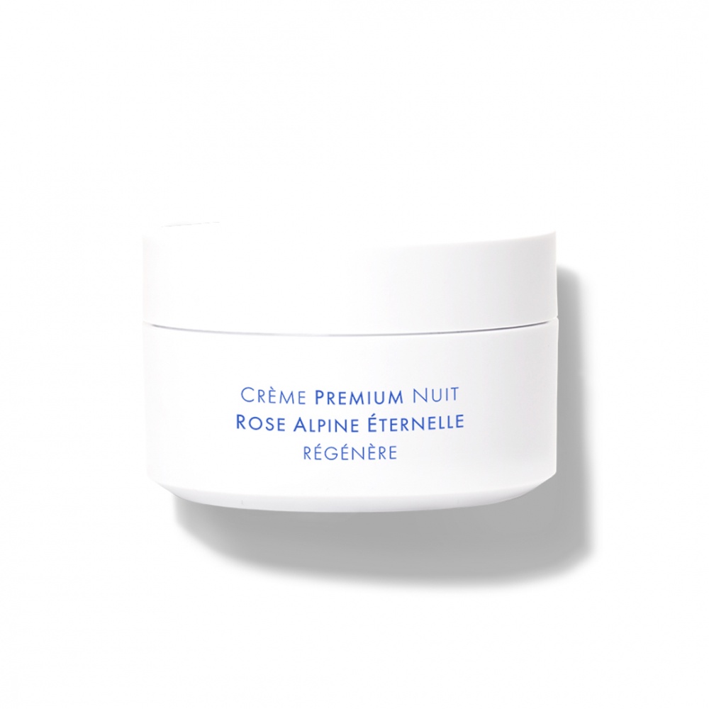 SKIN MINUTE PREMIUM NIGHT CREAM WITH ALPINE ROSE 
Nachtregenerierende Creme 50+ mit Alpenrose Regenerative Rich Night Cream mit Gletscherwasser 50 ml.
