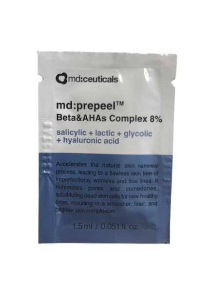 SAMPLE MD PREPEEL BETA & AHA COMPLEX 8% 
Geschenkprobe MD Prepeel Beta & AHA-Komplex 8%