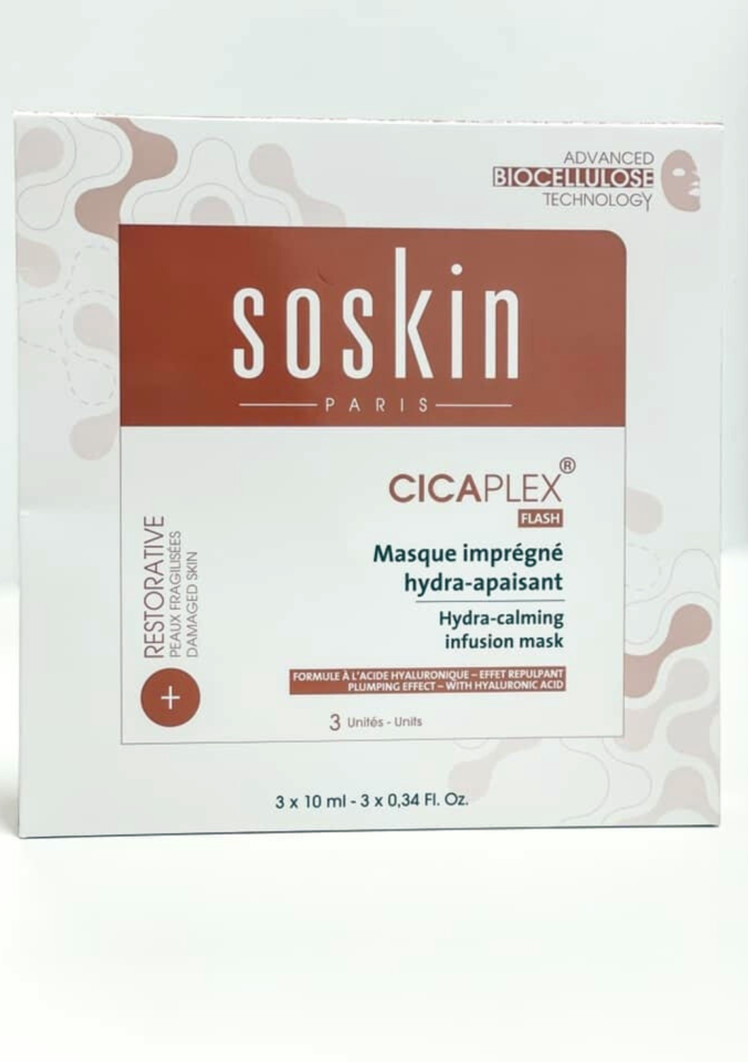 SOSKIN PARIS CICAPLEX® HYDRA CALMING INFUSION MASK SACHET 
Feuchtigkeitsspendende und beruhigende Maske für empfindliche Haut