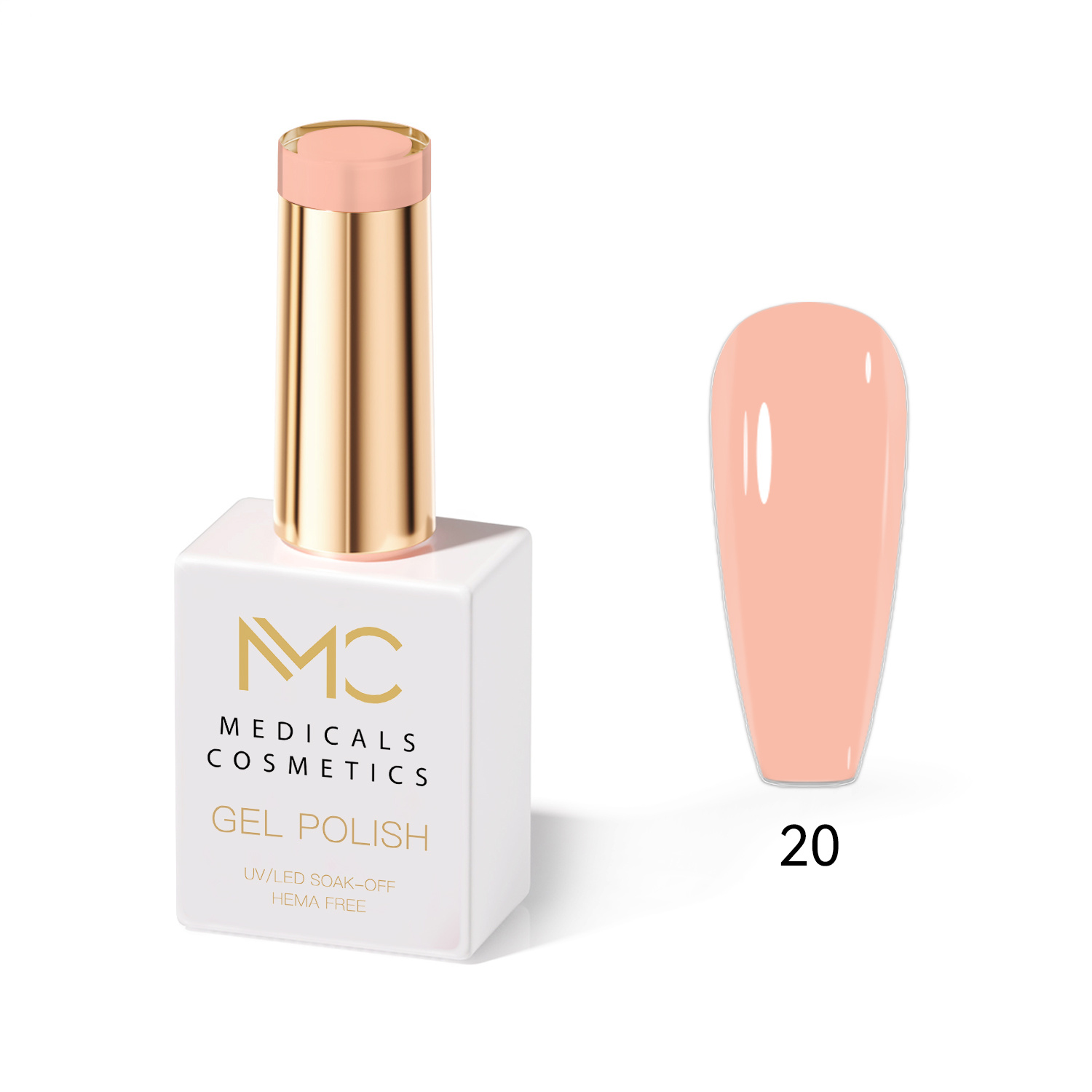 GEL POLISH HEMA FREE - PROFESSIONAL MEDICALS COSMETICS - NAILS COLOR GEL 
MC NUDE 20 - Körpergel für Nägel unter UV-Lampe.  HEMA FREE