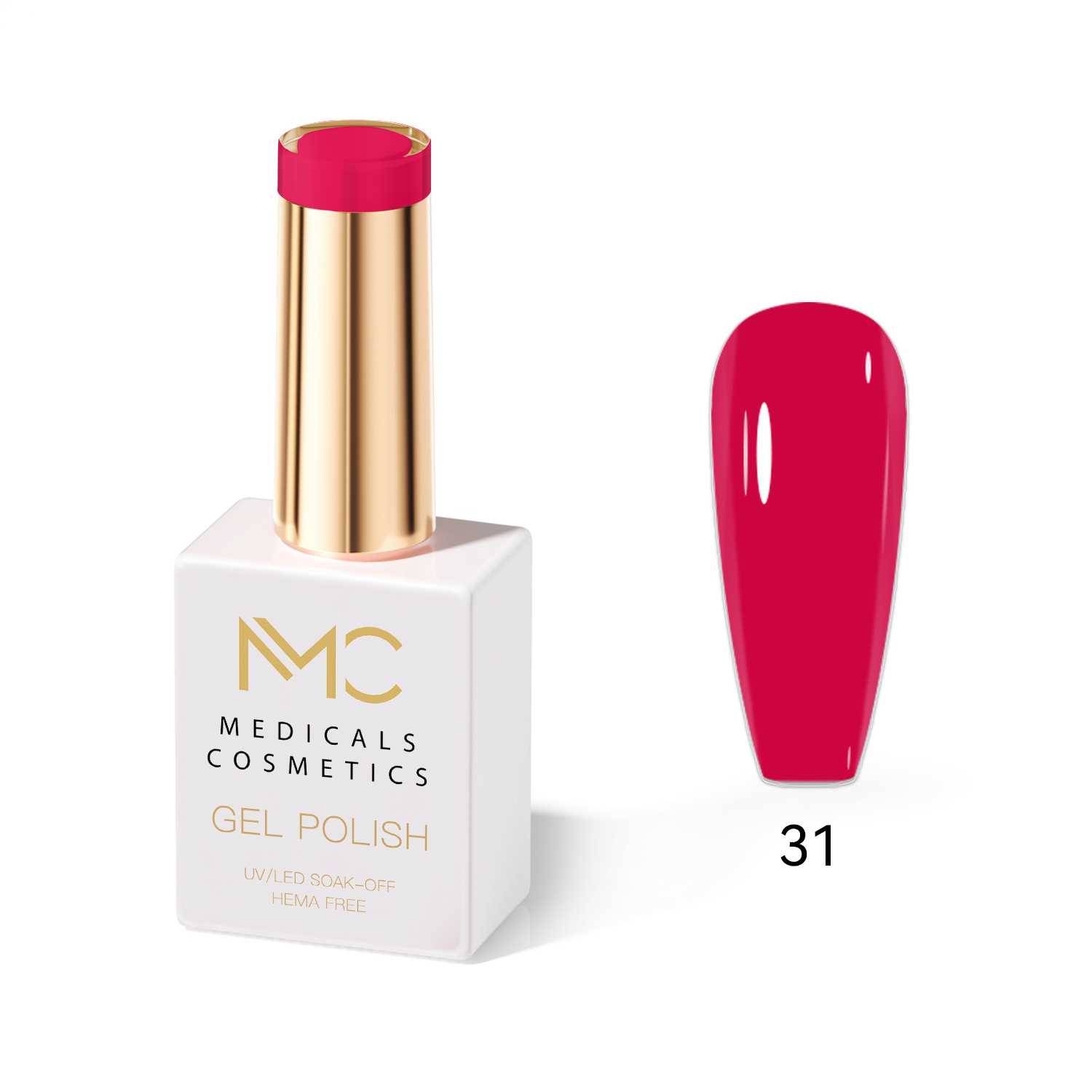 GEL POLISH HEMA FREE - PROFESSIONAL MEDICALS COSMETICS - NAILS COLOR GEL 
MC RED 31 - Rotes Gel für Nägel unter der UV-Lampe.  HEMA FREE