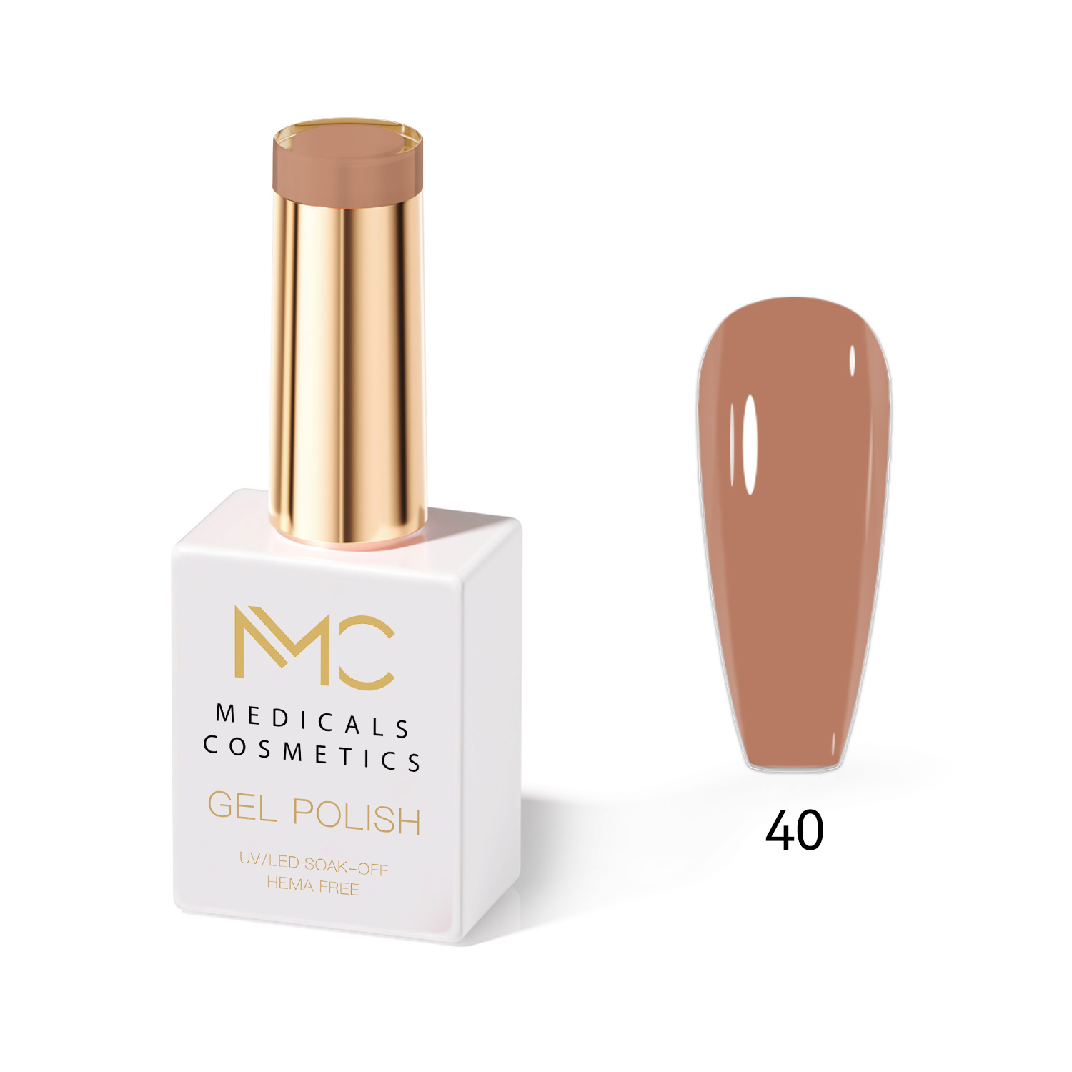 GEL POLISH HEMA FREE - PROFESSIONAL MEDICALS COSMETICS - NAILS COLOR GEL 
MC BEIGE 40 - Beigefarbener Gel-Lack für Nägel unter UV-Lampe.  HEMA FREE