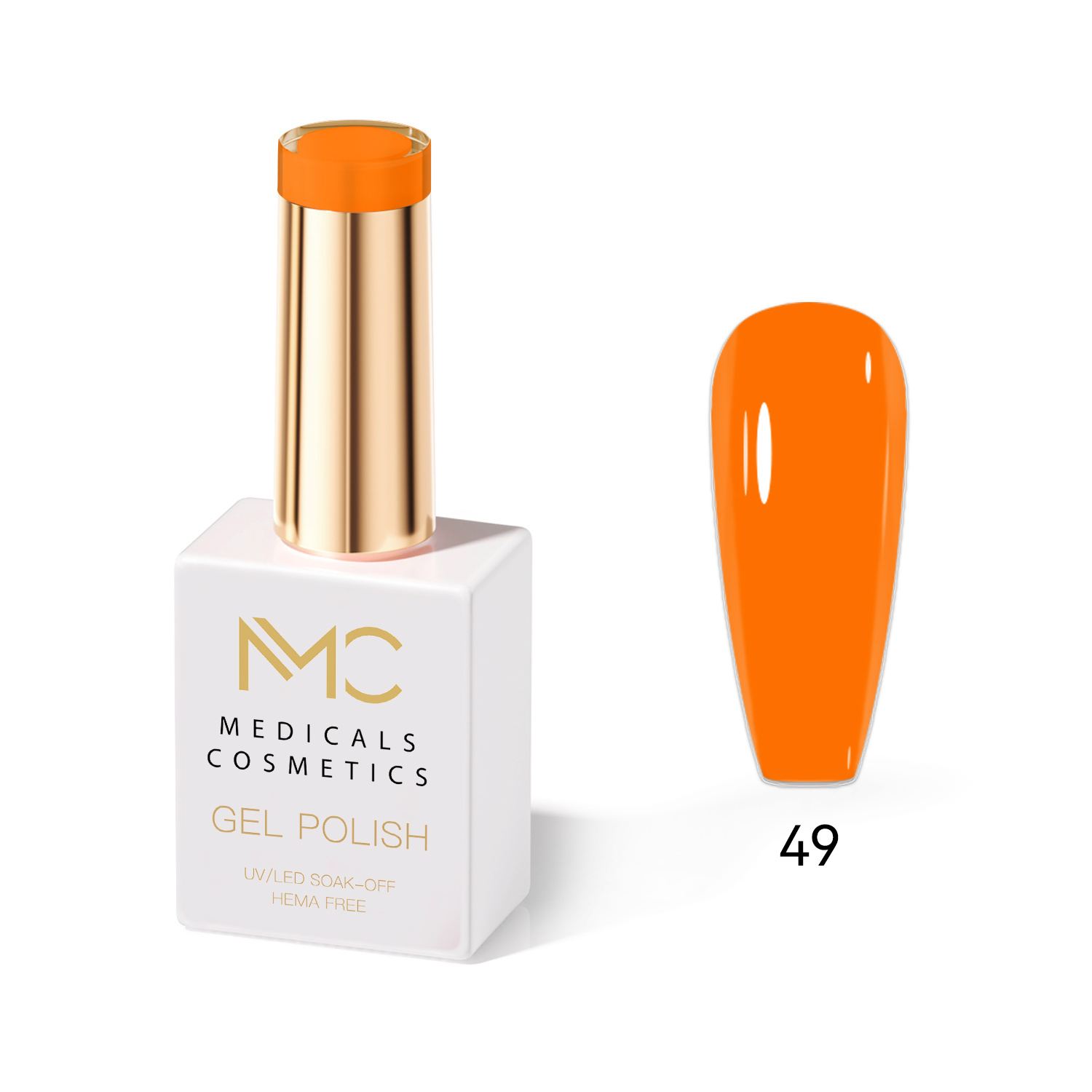 GEL POLISH HEMA FREE - PROFESSIONAL MEDICALS COSMETICS - NAILS COLOR GEL 
MC ORANGE 49 - Orangenfarbener Gel für Nägel unter der UV-Lampe.  HEMA FREE