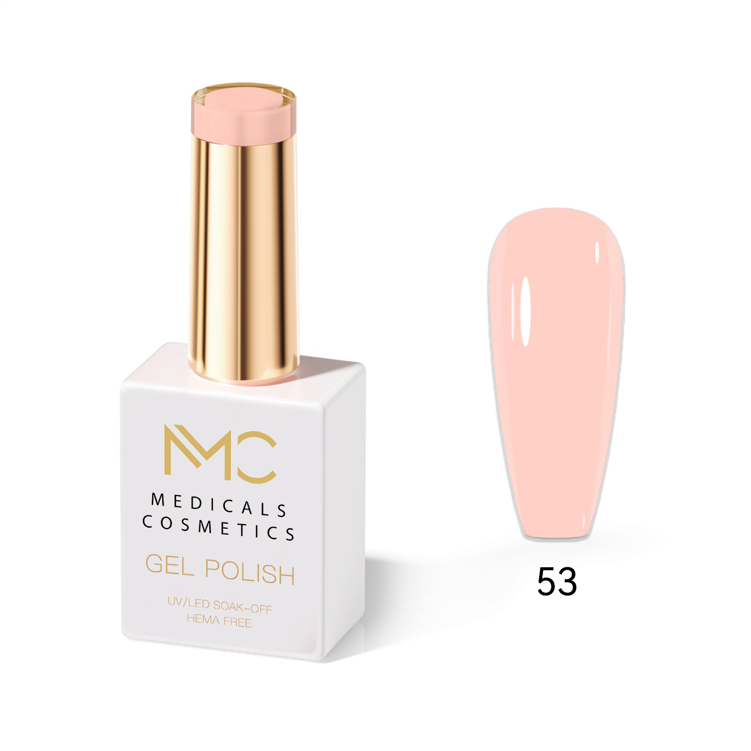 GEL POLISH HEMA FREE - PROFESSIONAL MEDICALS COSMETICS - NAILS COLOR GEL 
MC NUDE 53 - Körpergel für Nägel unter UV-Lampe.  HEMA FREE