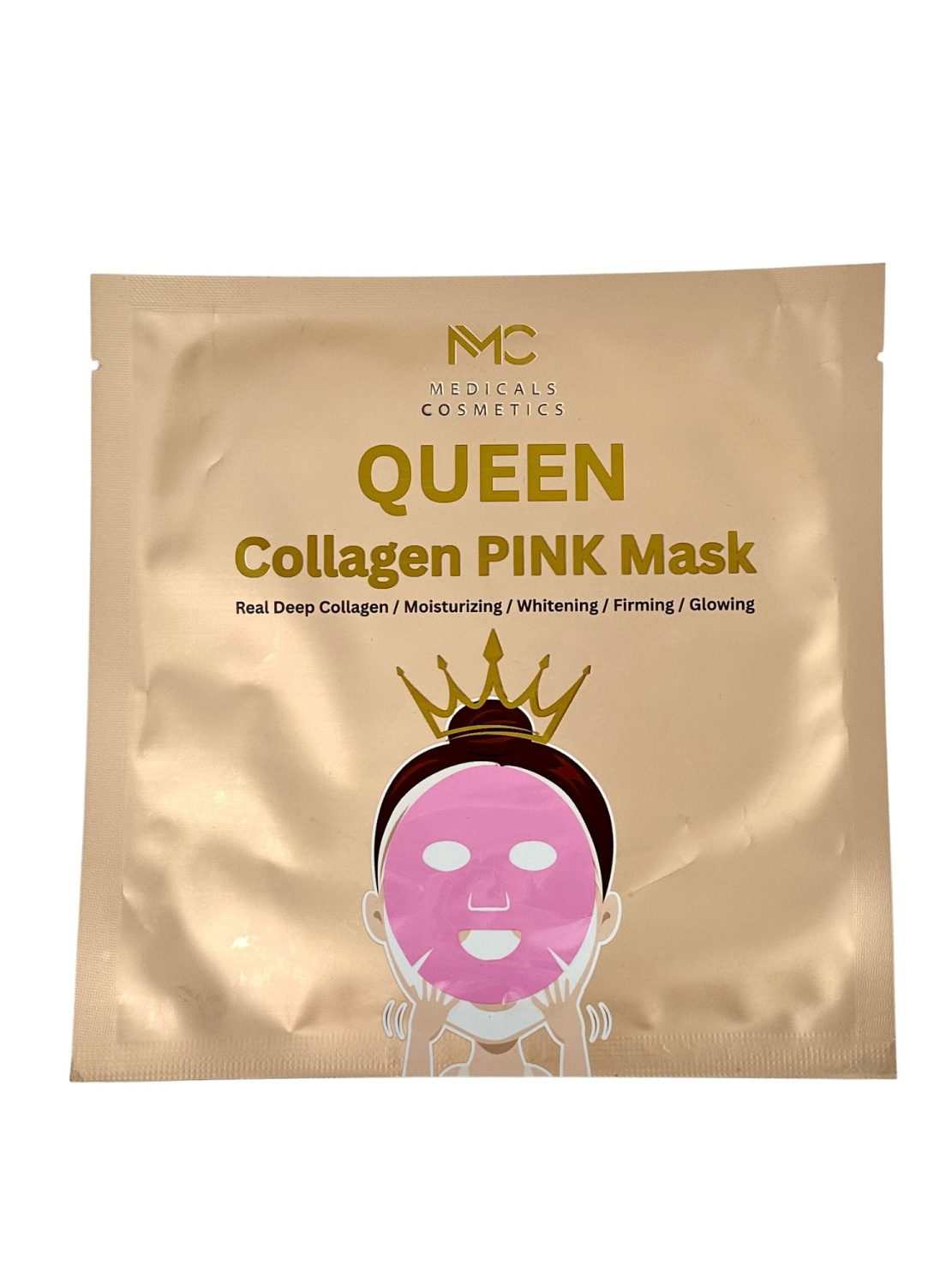 MEDICALS COSMETICS QUEEN COLLAGEN PINK MASK 
Hydrogel-Gesichtsmaske von Medicals Cosmetics mit Kollagen, Hyaluronsäure und Niacinamid