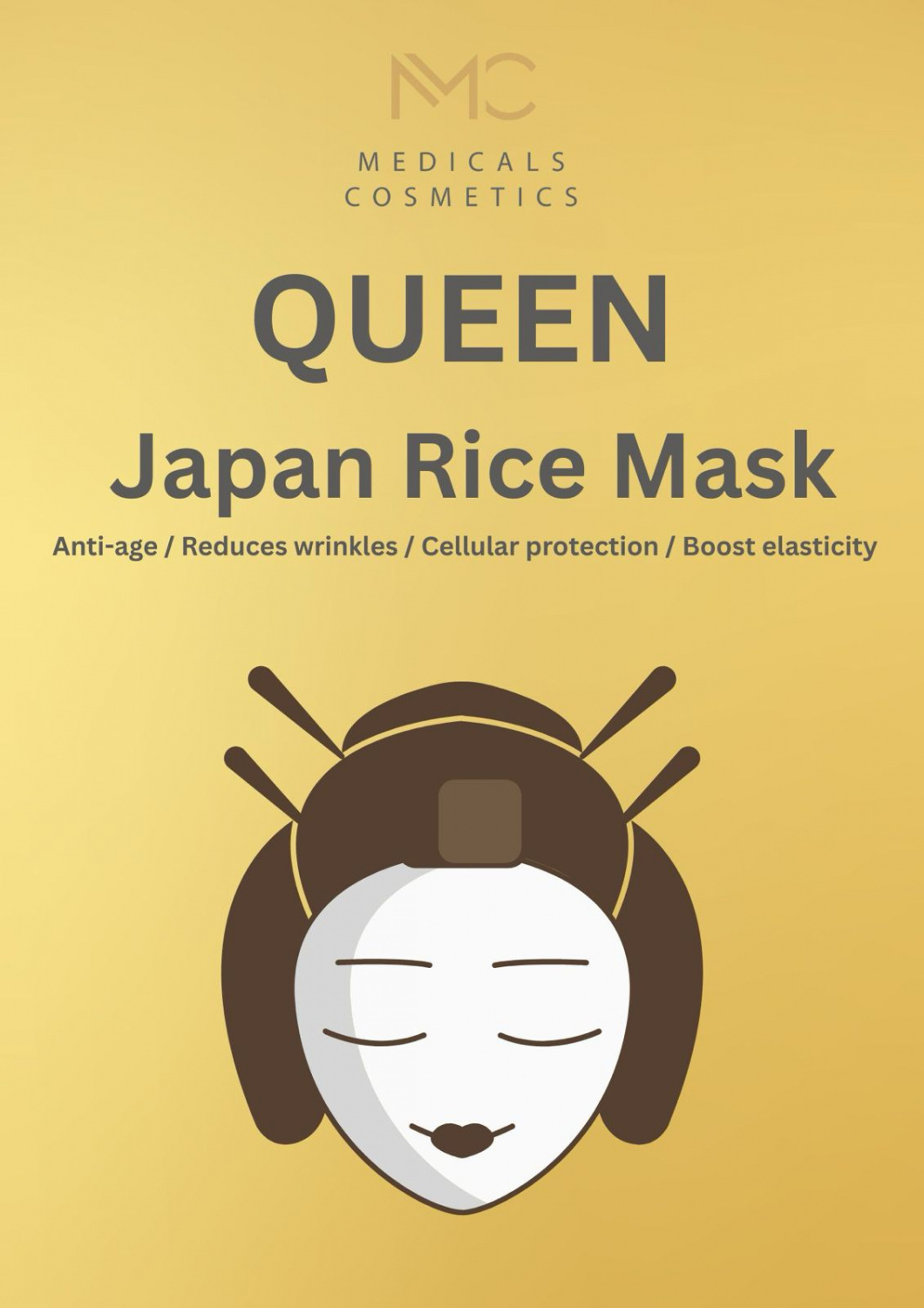 MEDICALS COSMETICS QUEEN JAPAN RICE MASK 
Hydrogelschichtmaske von Medicals Cosmetics mit fermentiertem Reis und pflanzlichen Extrakten