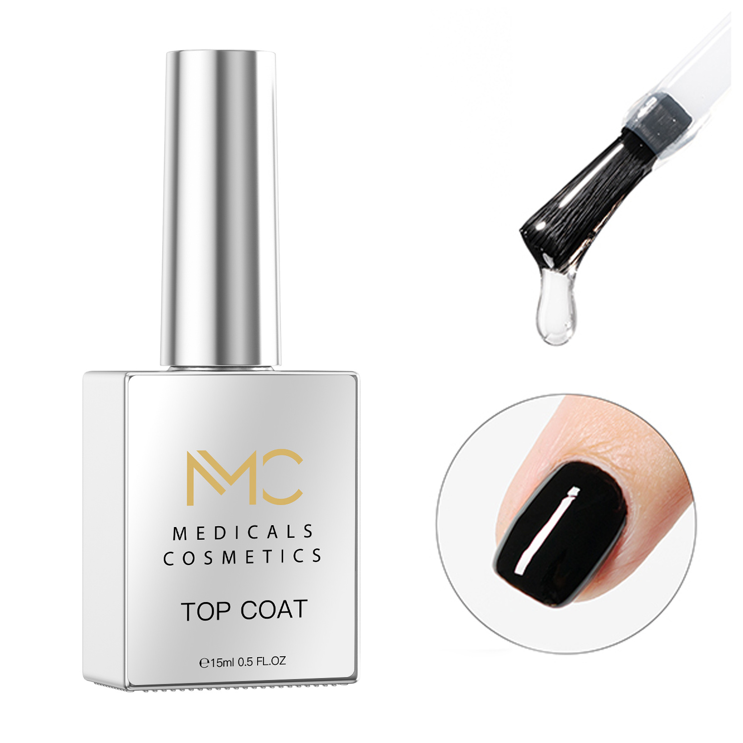 TOP COAT FOR GEL POLISH PROFESSIONAL  MC MEDICALS COSMETICS 
MC TOP COAT 02 Abschließende Deckschicht, die nach dem Auftragen des farbigen Gels auf die Nägel aufgetragen wird.