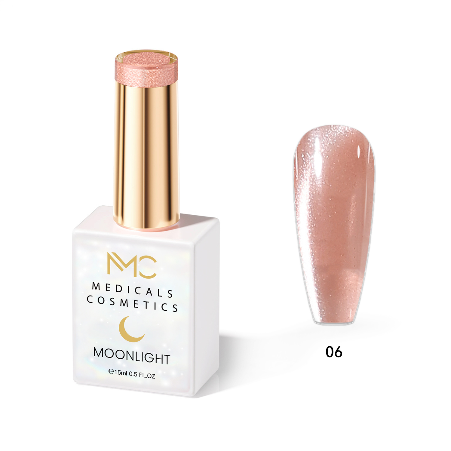 MOONLIGHT GEL POLISH  HEMA FREE  NAILS COLOR GEL PROFESSIONAL  MC MEDICALS COSMETICS 
MC MOONLIGHT 06  Transparenter perlmuttig-rosafarbener Gel-Nagellack mit schimmerndem Schimmer und 3D-Effekt unter der UV-Lampe. HEMA FREE