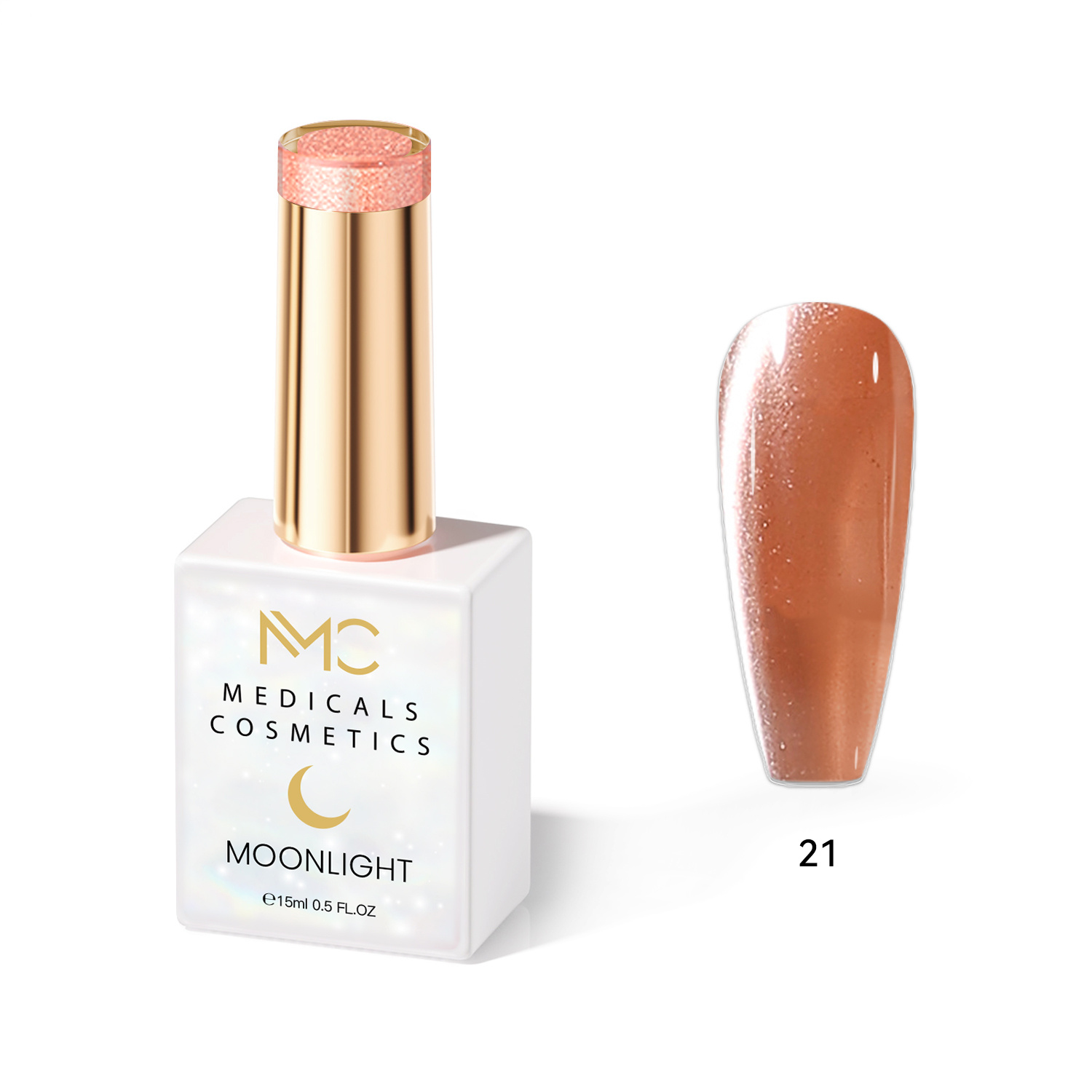 MOONLIGHT GEL POLISH  HEMA FREE  NAILS COLOR GEL PROFESSIONAL  MC MEDICALS COSMETICS 
MC MOONLIGHT 21  Transparenter perlmuttfarben - brauner Gel-Lack für Nägel mit schimmerndem Glanz und 3D-Effekt unter UV-Lampe. HEMA FREE