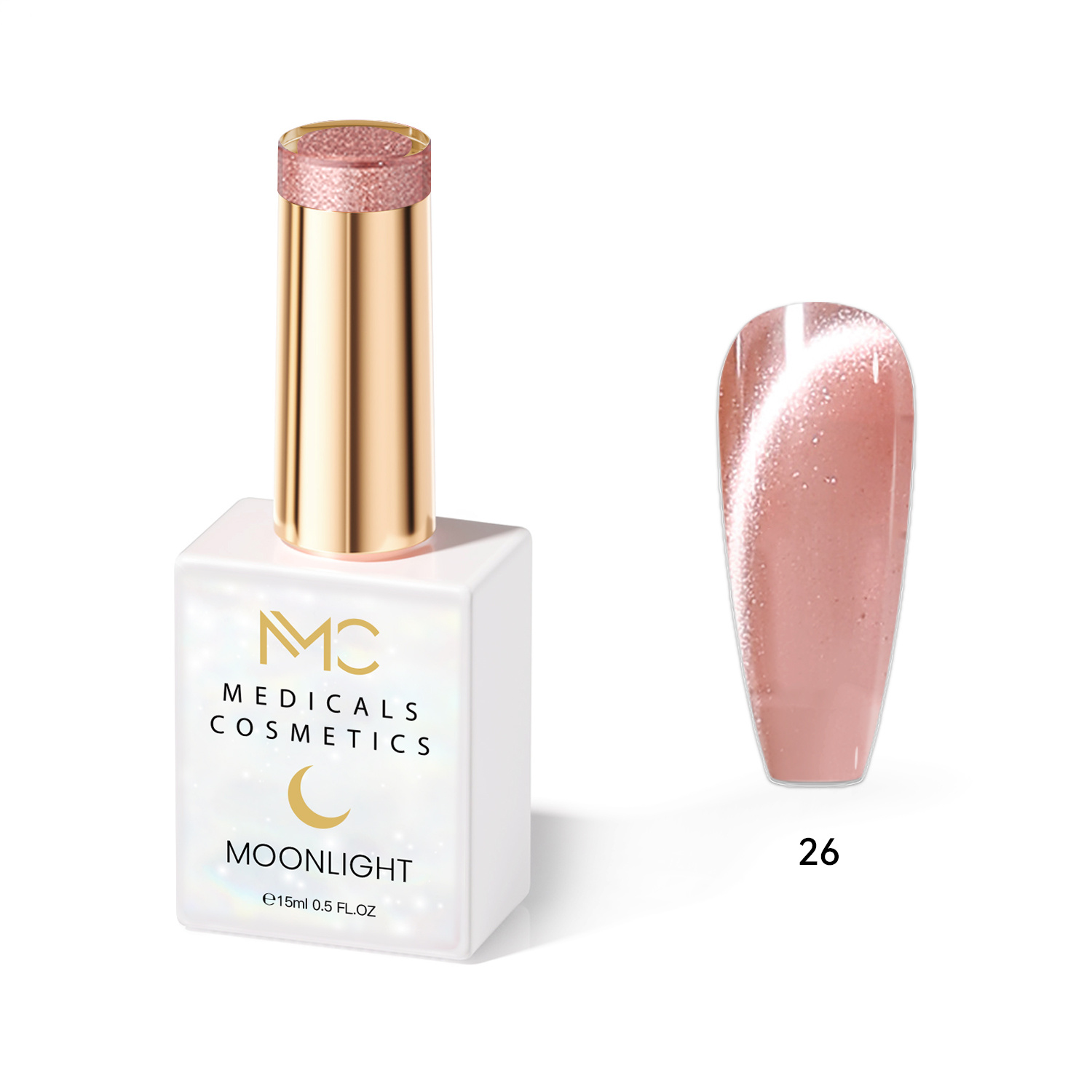 MOONLIGHT GEL POLISH  HEMA FREE  NAILS COLOR GEL PROFESSIONAL  MC MEDICALS COSMETICS 
MC MOONLIGHT 26  Transparentes perlmuttig-rosa Gel für Nägel mit schimmerndem Glanzreflex und 3D-Effekt unter der UV-Lampe. HEMA FREE