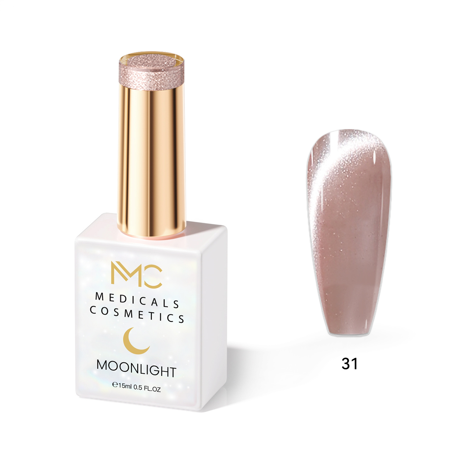 MOONLIGHT GEL POLISH  HEMA FREE  NAILS COLOR GEL PROFESSIONAL  MC MEDICALS COSMETICS 
MC MOONLIGHT 31  Durchscheinendes perlmuttig - graues Gel für Nägel mit schimmerndem Schimmer und 3D-Effekt unter der UV-Lampe. HEMA FREE