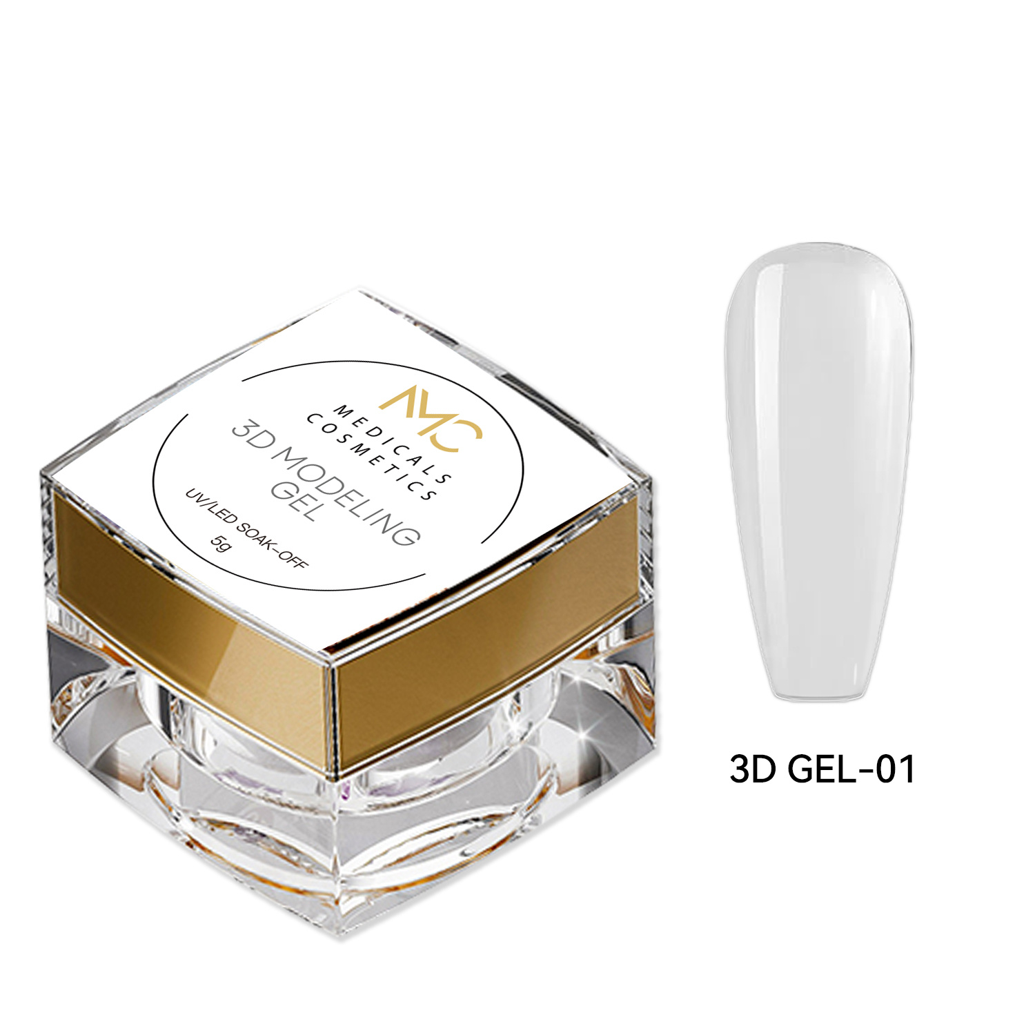 3D MODELLING GEL 01 - PROFESSIONAL MEDICALS COSMETICS - TRANSPARENT 
Modelliergel für plastische 3D Verzierung der Nägel - transparent