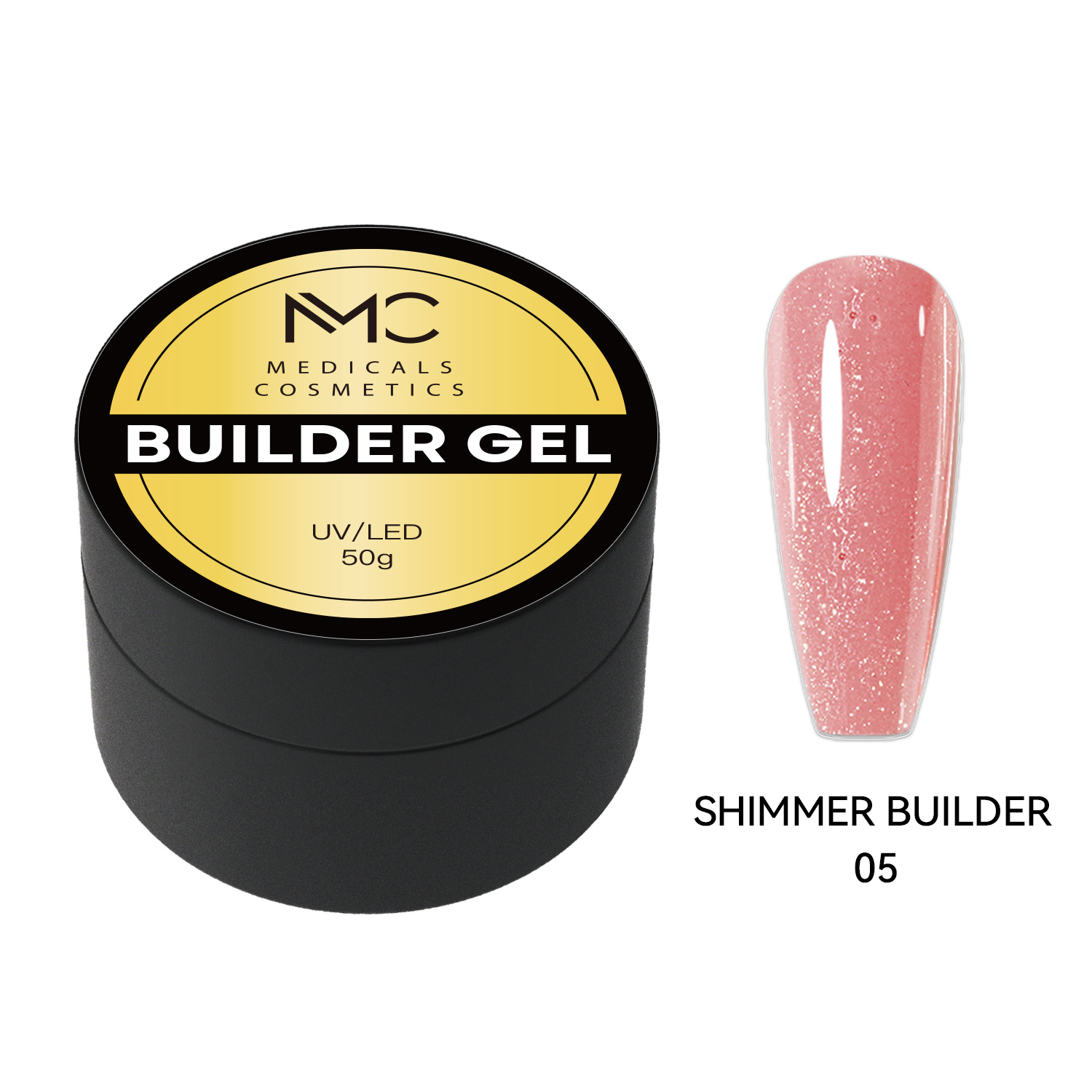 BUILDER GEL SHIMMER - PROFESSIONAL MEDICALS COSMETICS - PINK 
Rosa Modelliergel für Nägel mit feinen Glitzerpartikeln