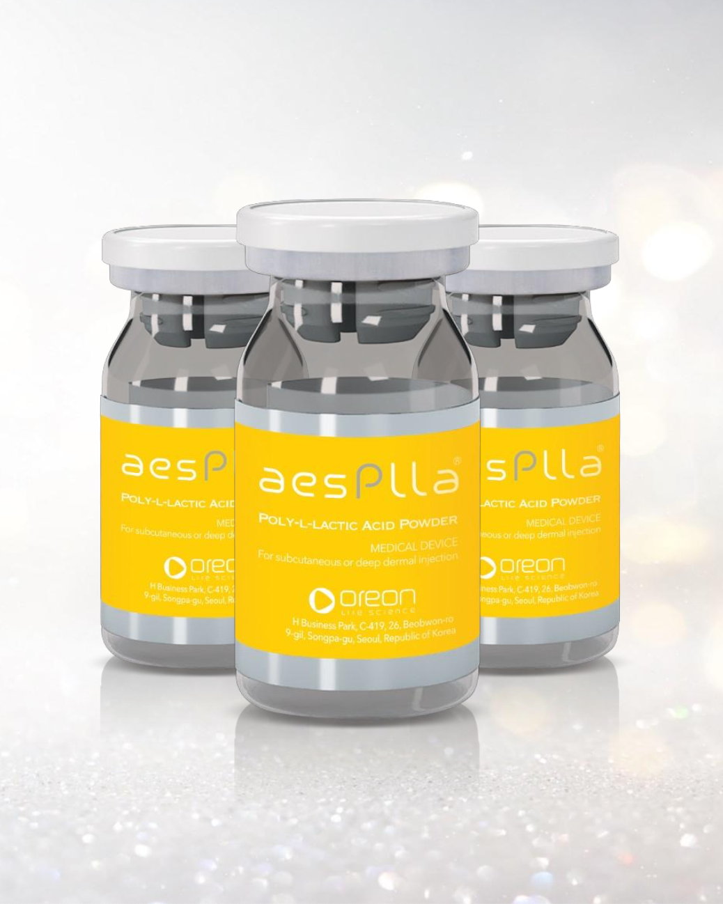 AesPLLA® ABSORBABLE PLLA DERMAL FILLER 
PLLA - Injektionsfähiges dermales Füllmaterial auf Basis von Poly-L-Milchsäure (PLLA)