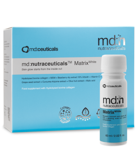 MD:NUTRACEUTICALS MATRIX WHITE 
Premium-Triple-Action-Beauty-Booster zur umfassenden Unterstützung der Hautverjüngung von innen