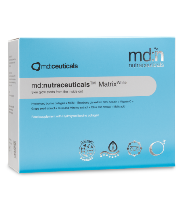 MD:NUTRACEUTICALS MATRIX WHITE 
Premium-Triple-Action-Beauty-Booster zur umfassenden Unterstützung der Hautverjüngung von innen
