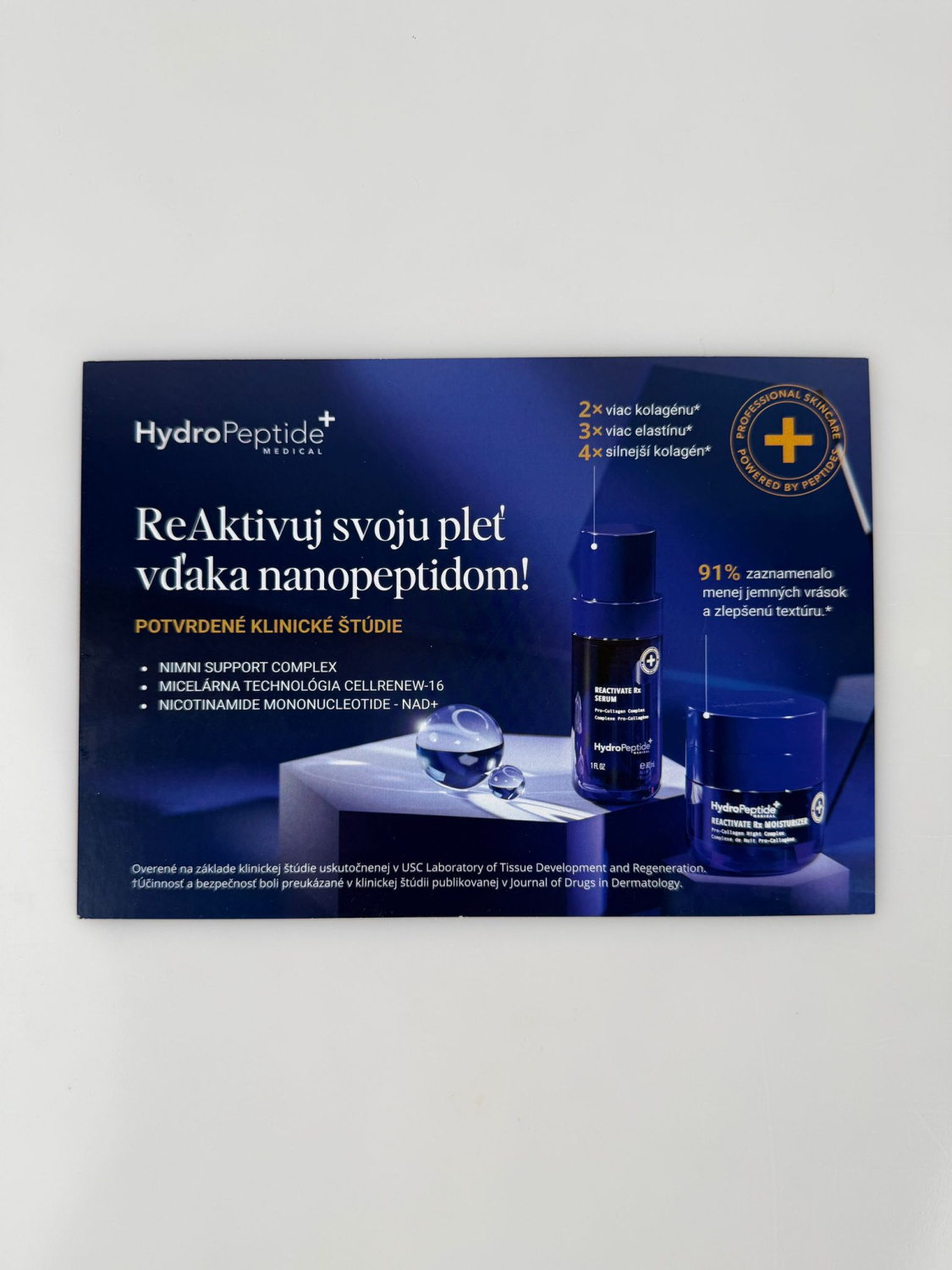 PROMO CARD WITH SAMPLES HP RX SERUM + RX MOISTURIZER 
Promo-Karten Hydropeptide mit Proben des RX Serums + RX Feuchtigkeitspflegers