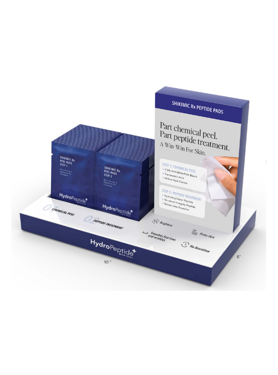 HYDROPEPTIDE SHIKIMIC RX PEPTIDE PADS DISPLAY 
Präsentationsständer für das Produkt Shikimic RX Peptide Pads
