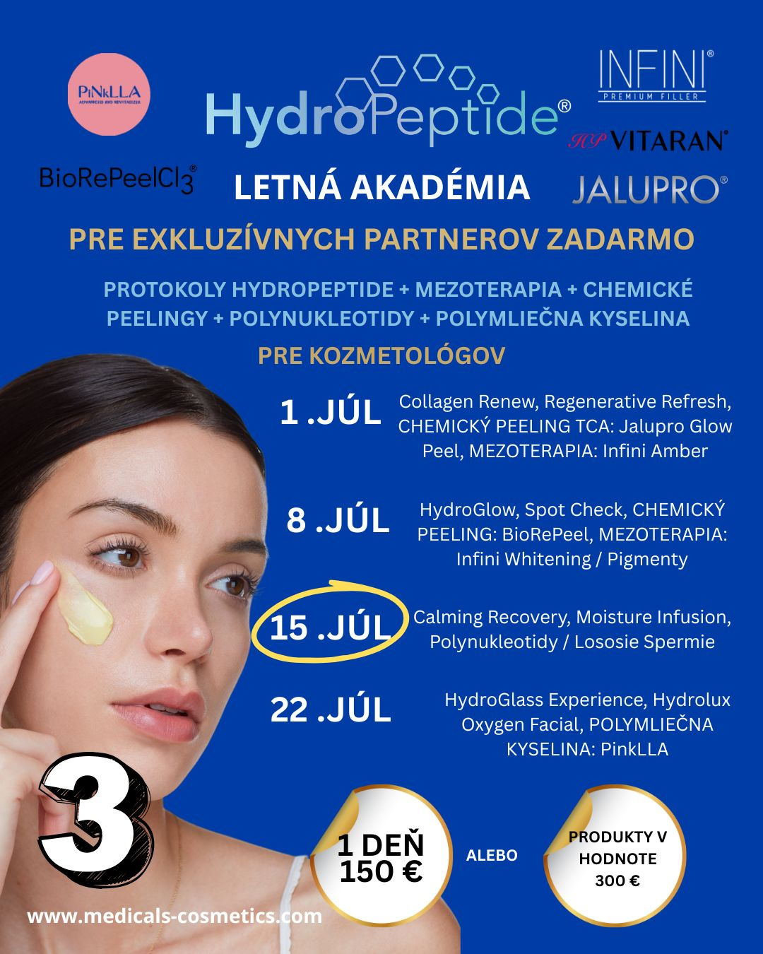 LETNÁ AKADÉMIA HYDROPEPTIDE III. časť - 3 ODBORNÉ TÉMY 
15. JULI - KOSTENLOS FÜR PARTNER - HydroPeptide-Protokolle Calming Recovery und Moisture Infusion, POLYNUKLEOTIDE - Lachs-Spermien Vitaran