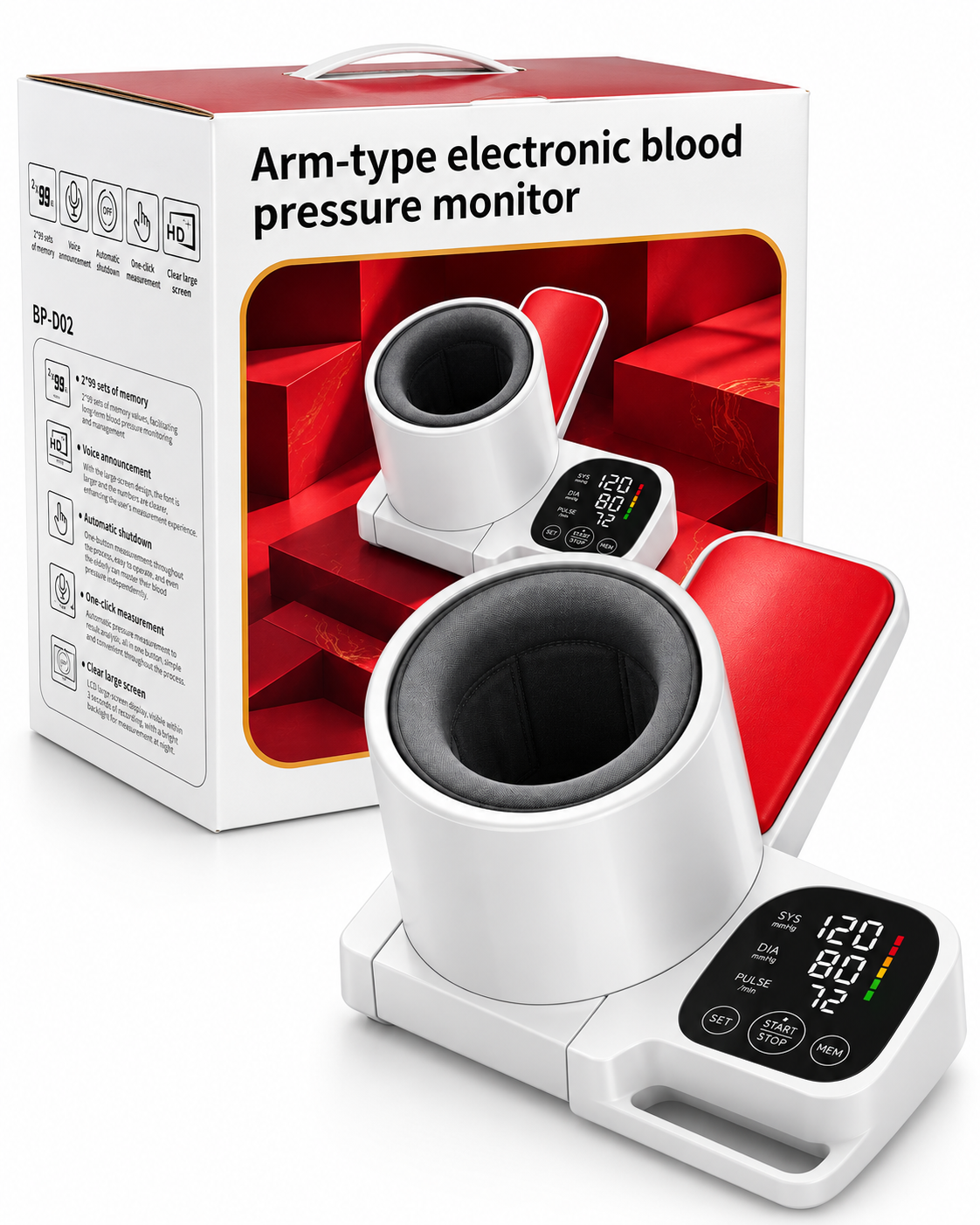 ARM-TYPE ELECTRONIC BLOOD PRESSURE MONITOR 
Automatisches Oberarm-Blutdruckmessgerät BP-D02