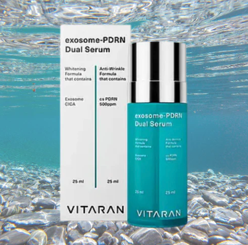 VITARAN HP EXOSOME PDRN DUAL SERUM 50 ml 
Gesichtsserum mit Lachs-Sperma (Polynukleotiden) und Exosomen zur Verjüngung, Hydratation und Erneuerung der Haut. Regeneration reifer Haut. 50 ml.