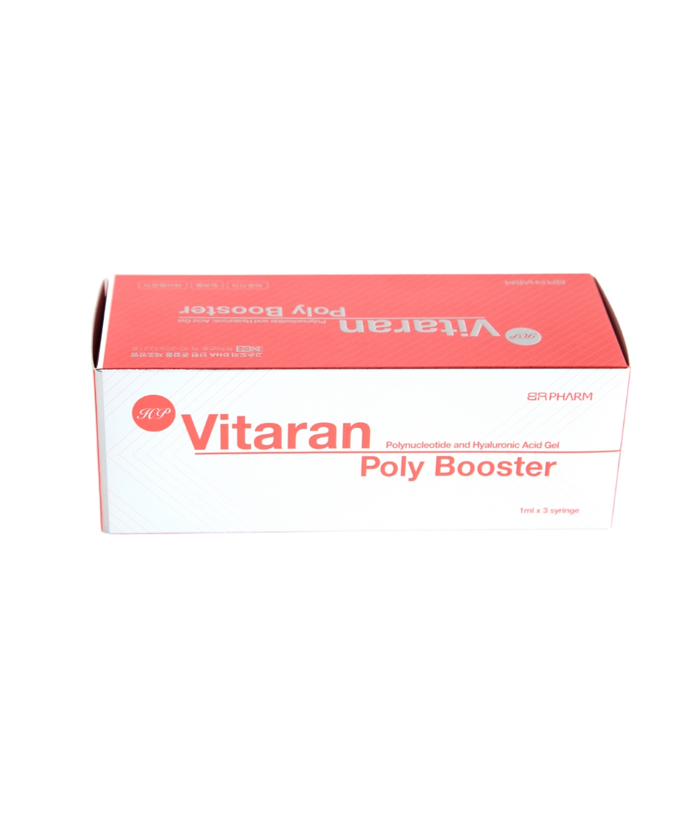 VITARAN HP POLYBOOSTER - POLYNUCLEOTID FROM SALMON AND HYALURONIC ACID GEL 
3x1ml. Skin Booster - Polynukleotide aus Lachs und Hyaluronsäure zur Geweberegeneration. Hauthydration, Regeneration. Stimulation von Fibroblasten und Kollagen.