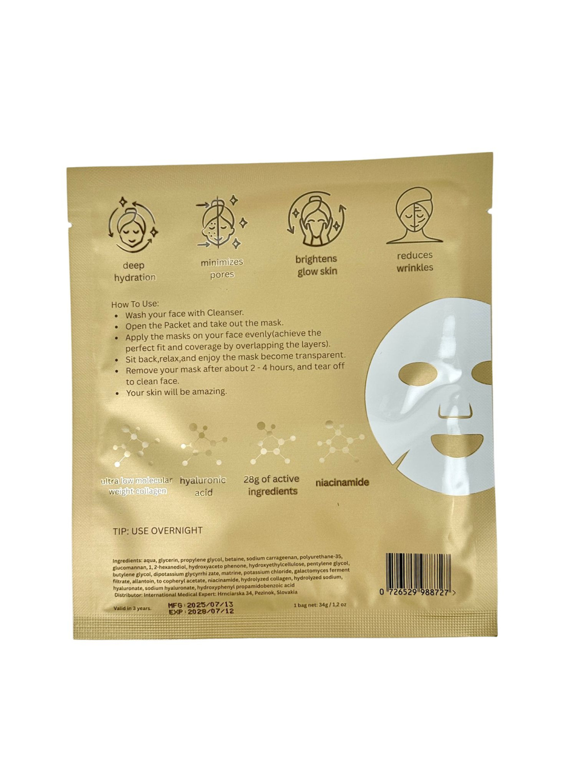 GIFT MEDICALS COSMETICS QUEEN BIO COLLAGEN MASK 
Geschenk Hydrogel-Gesichtsmaske von Medicals Cosmetics mit Kollagen