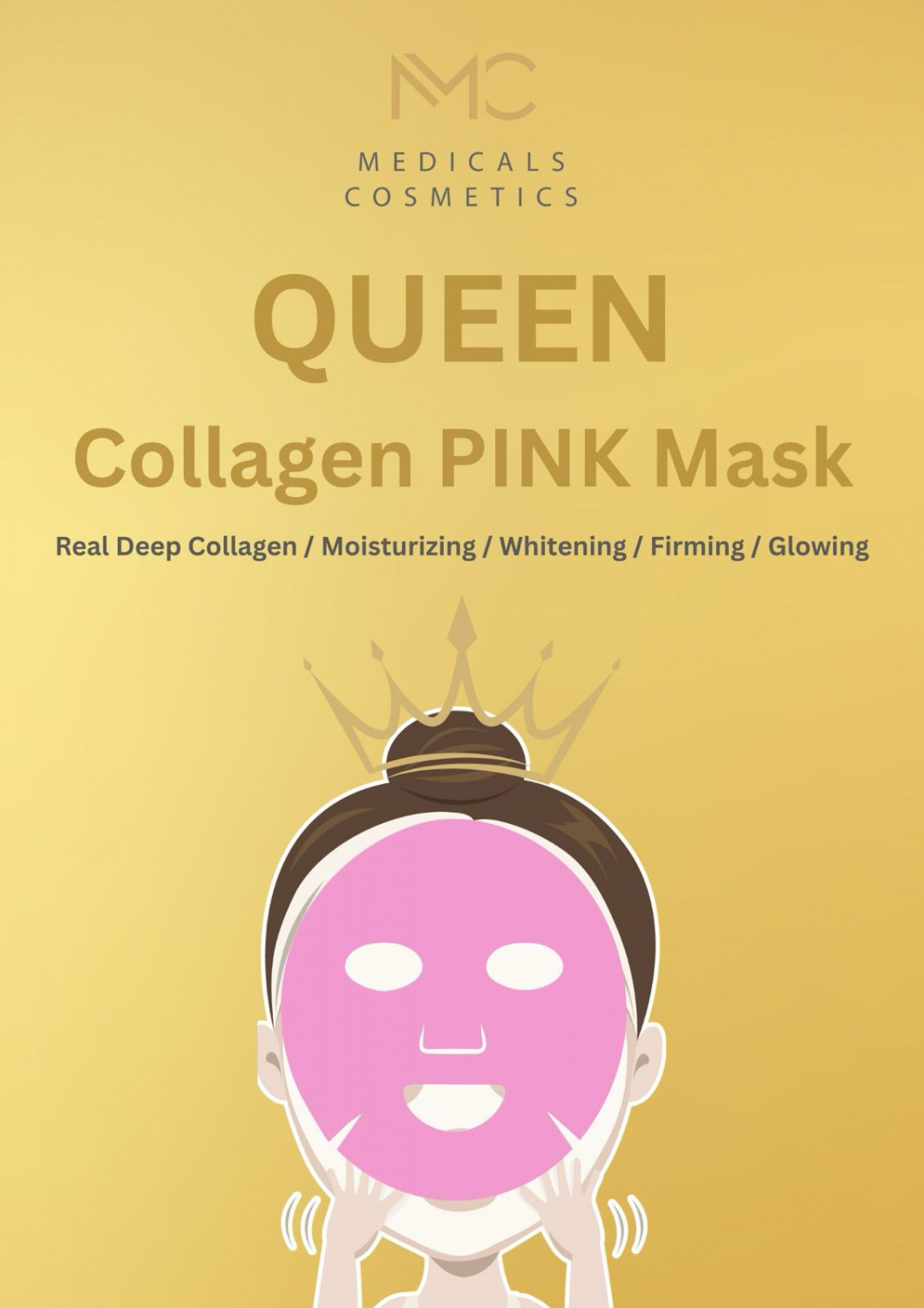 GIFT MEDICALS COSMETICS QUEEN COLLAGEN PINK MASK 
Geschenk Hydrogel-Gesichtsmaske von Medicals Cosmetics mit Kollagen, Hyaluronsäure und Niacinamid
