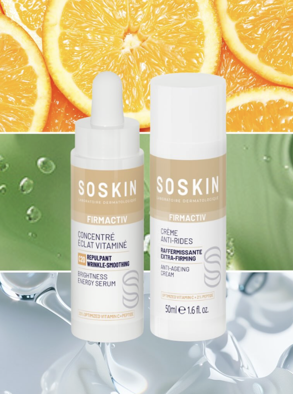 SOSKIN PARIS BRIGHTNESS EXERGY SERUM<BR>FIRMACTIV 
Serum für strahlende Haut und die Glättung mimischer Falten