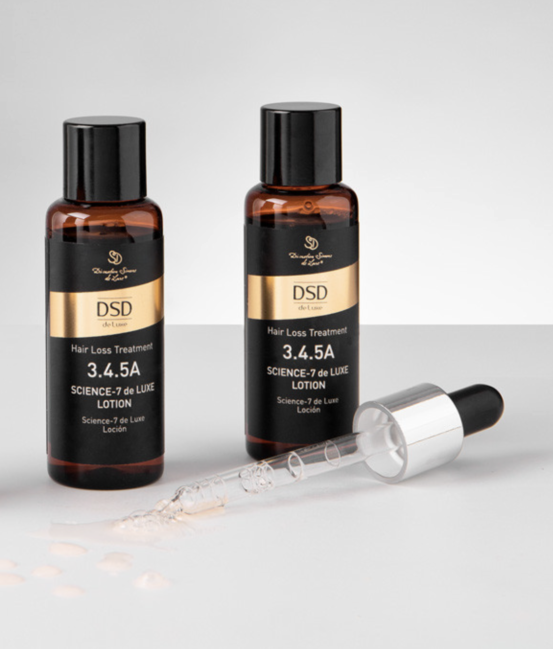 DSD SIMONE DE LUXE SCIENCE 7 LOTION 3.4.5 
3.4.5A  Konzentrat für Haare gegen Haarausfall und Alopezie. Haar­dünger zur Unterstützung und zum Wachstum der Haare.