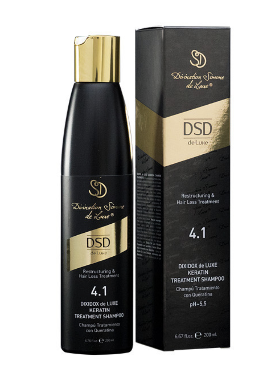 DSD SIMONE DE LUXE KERATIN SHAMPOO 
4.1 Shampoo für beschädigtes und brüchiges Haar mit Keratin. Zur Wiederherstellung und zum Haarwachstum.