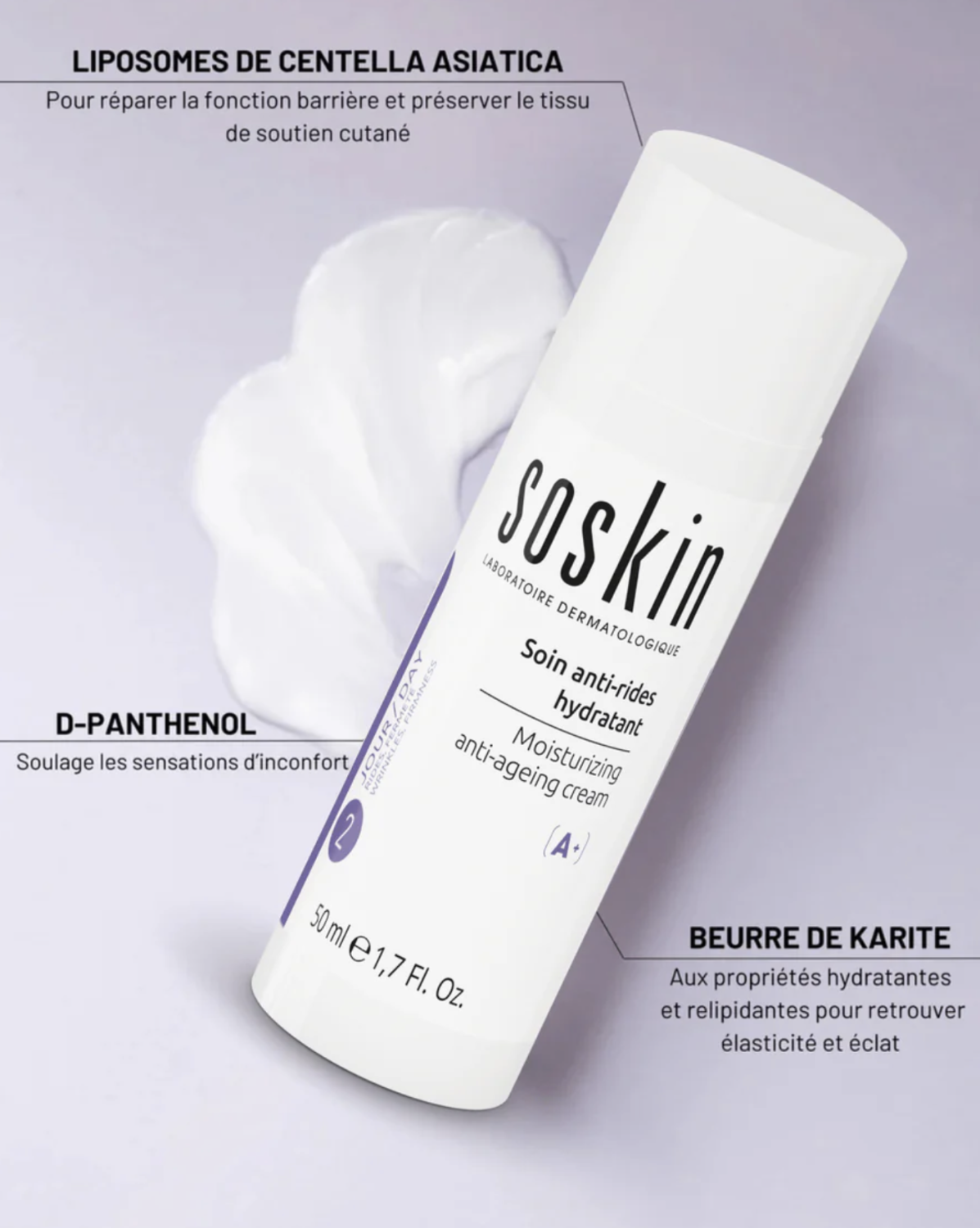 SOSKIN MOISTURIZING ANTI- AGENING CREAM 
Feuchtigkeitsspendende Anti-Aging Creme