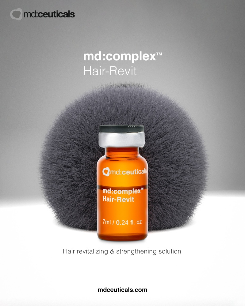 MD:CEUTICALS md:COMPLEX HAIR REVIT 
Mesotherapie für Haare. Effektive Behandlung, die auf das Wachstum, die Festigkeit und die Dichte der Haare wirkt.